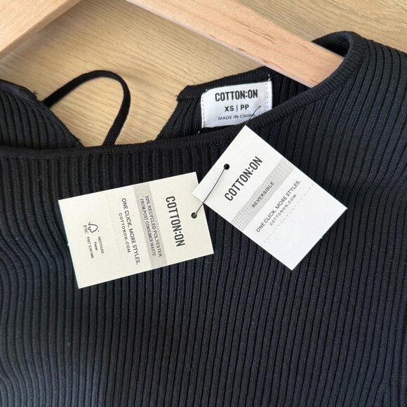 Cotton On Black Criss Cross Reversible Ribbed Knit Top - Picture 3 of 4